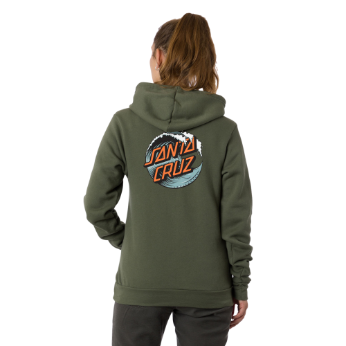 Santa Cruz Wave Dot P/O Hooded Relaxed Sweatshirt Womens Military Green
