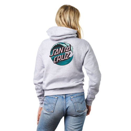 Santa Cruz Wave Dot P/O Hooded Relaxed Sweatshirt Womens Grey