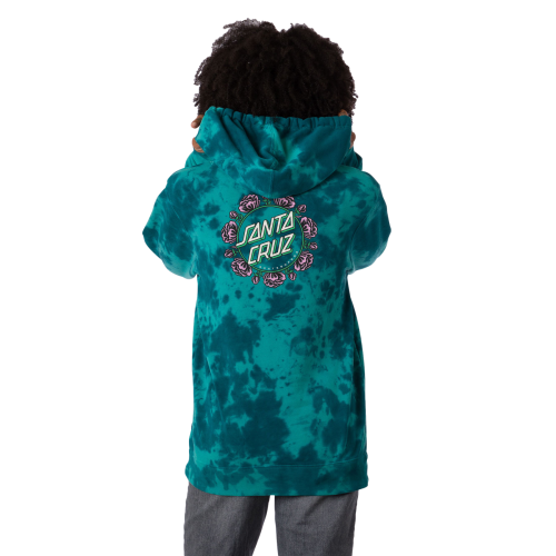 Santa Cruz Ring Rose Dot Hooded Relaxed Long Sweatshirt Womens Emerald