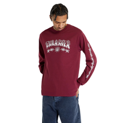 Thrasher Barbed Wire L/S Tee Burgundy