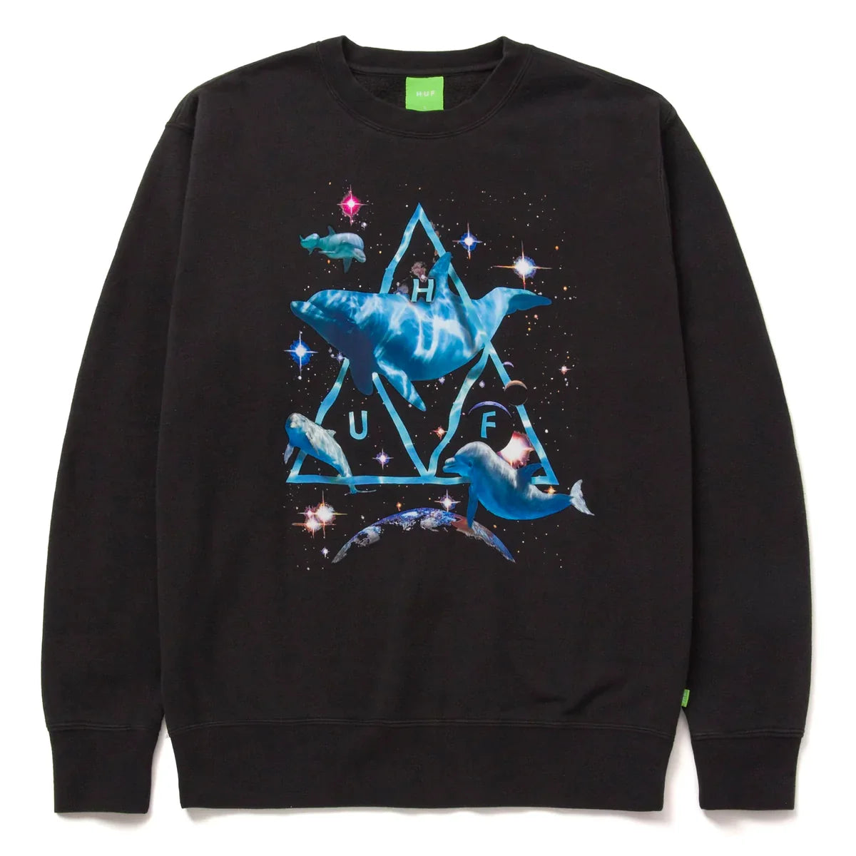 Huf Space Dolphins Washed Crewneck Sweatshirt
