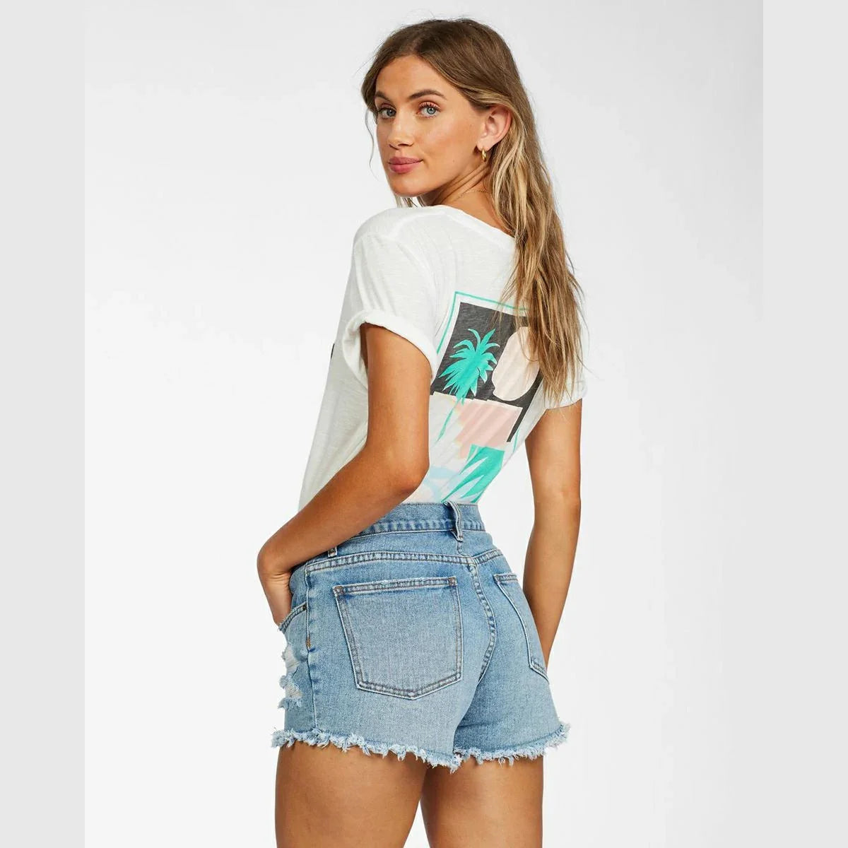 Billabong Drift Away Fray Denim Shorts